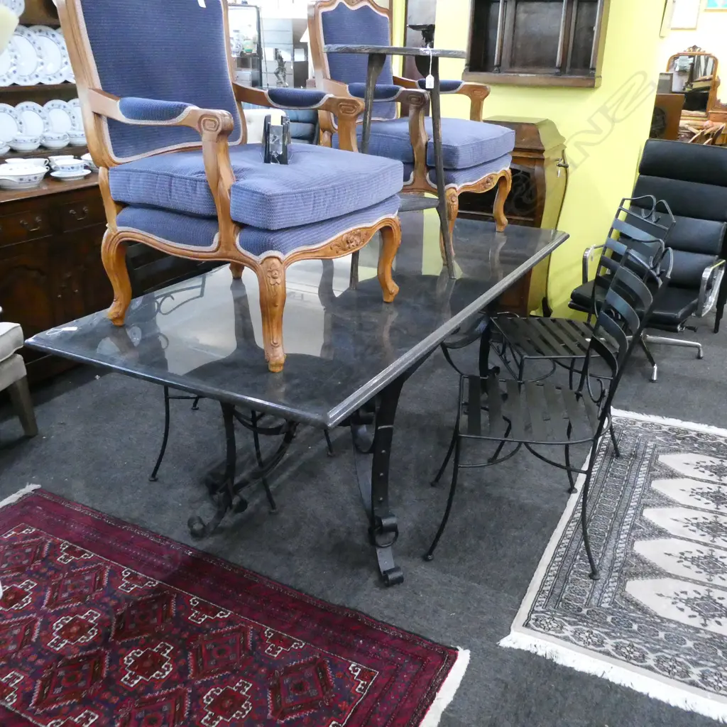 LARGE GRANITE OUTDOOR TABLE AND 4 CHAIRS 2080 X 950 X 770mm Image 1++