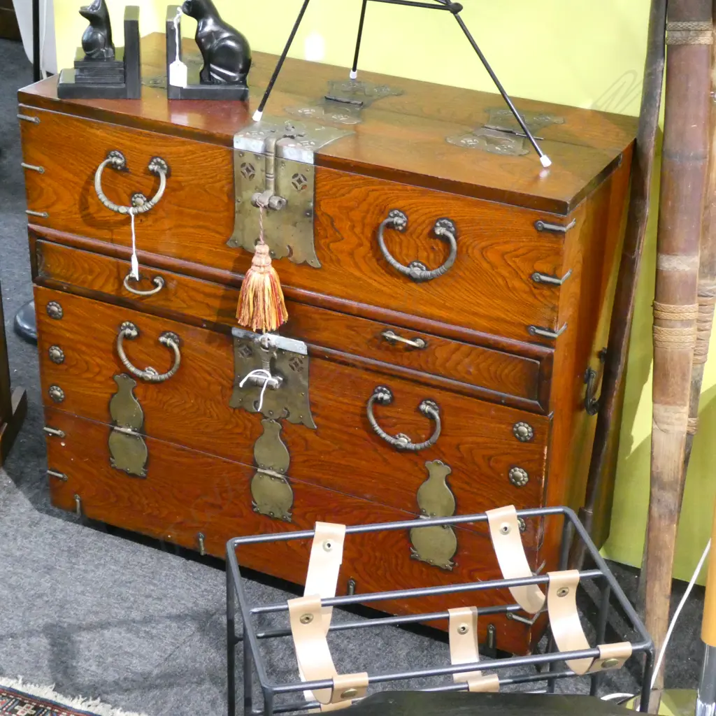 MID CENTURY KOREAN CHEST WITH DRAWERS, L. 740, D. 360, H. 750MM Image 1++