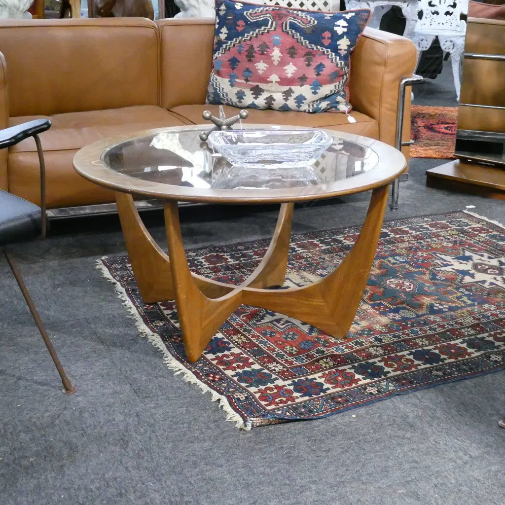 G-PLAN ASTRO CIRCULAR WOOD AND GLASS COFFEE TABLE Image 1++
