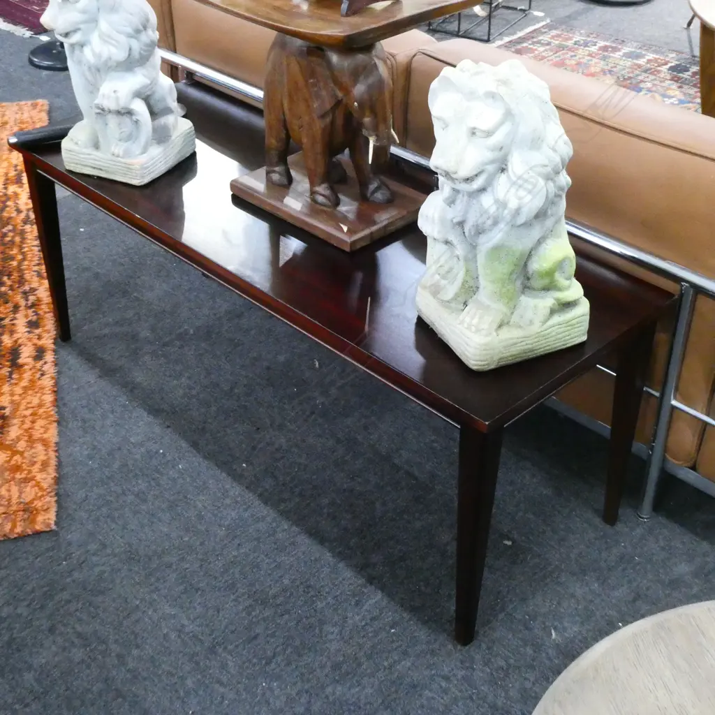 MID CENTURY RECTANGLE MAHOGANY COFFEE TABLE 1200 X 440MM Image 1++