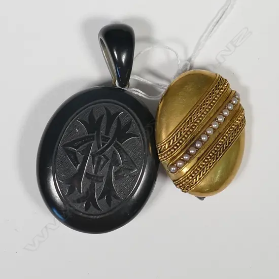 GOLD PLATED / JET HAIR LOCKETS
