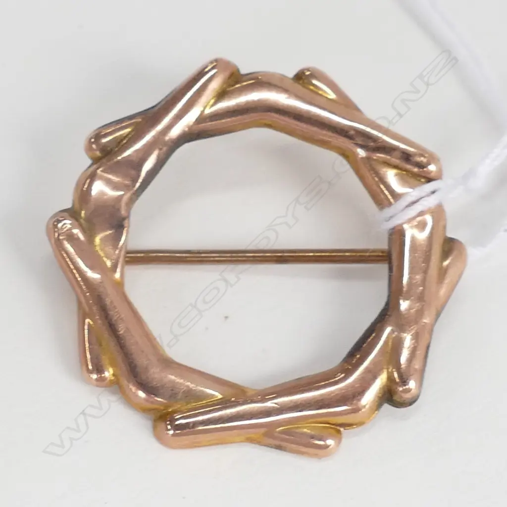 9ct GOLD CIRCLET BROOCH. 1.81gm Image 1++