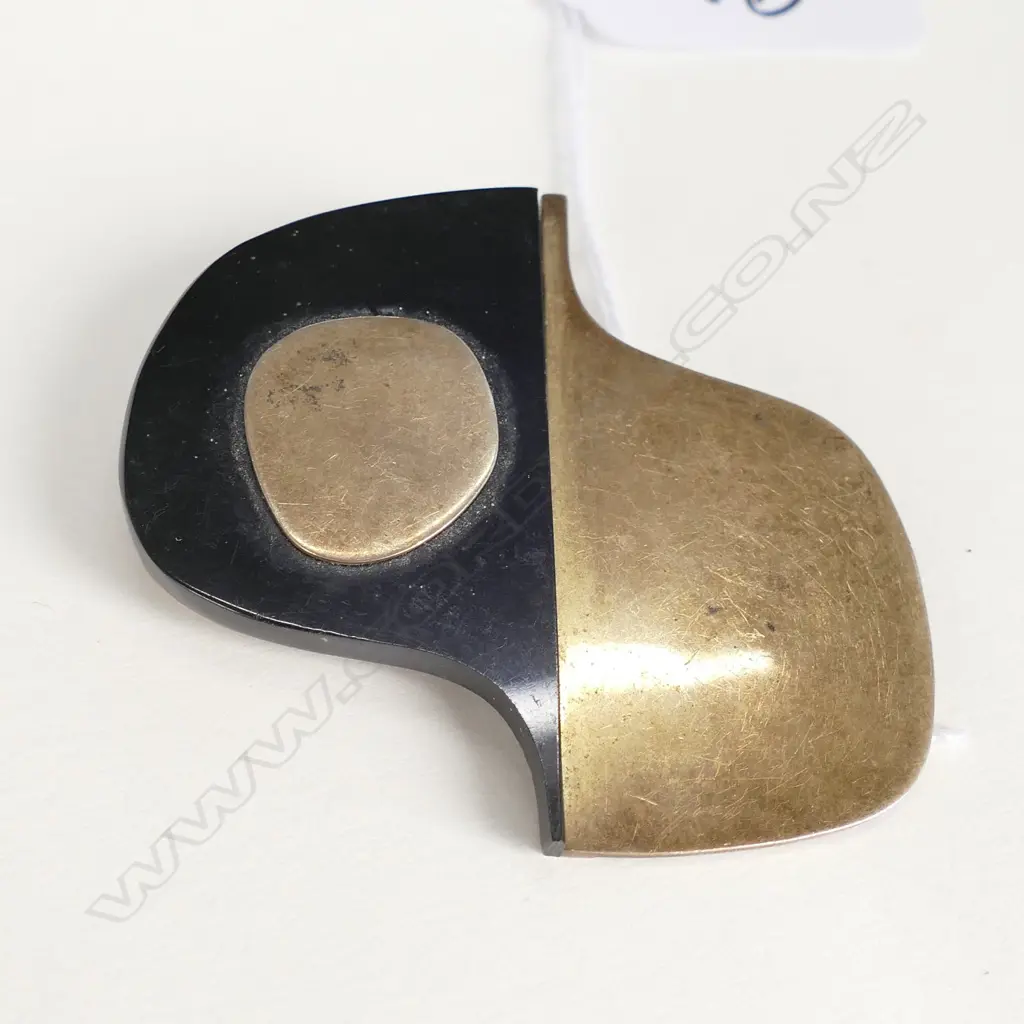 STERLING SILVER & BLACK RESIN MODERNE BROOCH  Image 1++