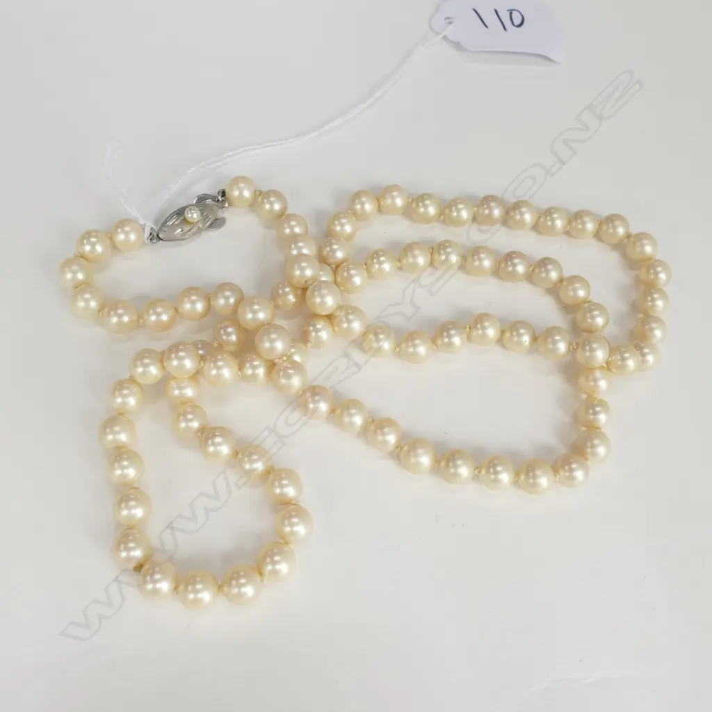 PEARL NECKLACE SILVER CLASP Image 1++