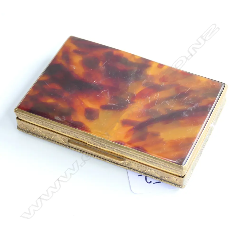FAUX TORTOISESHELL COMPACT 120MM L gilt metal frame Image 1++