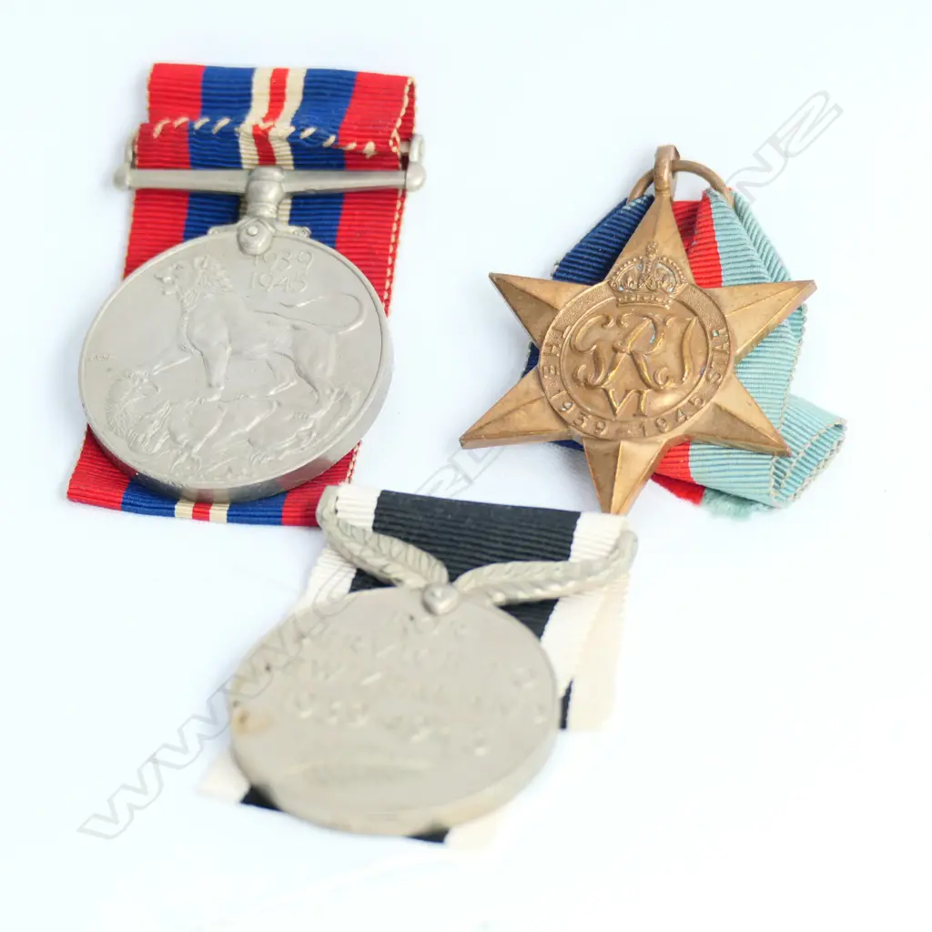 3 WWII MEDALS; DEFENCE, STAR AND SERVICE Image 1++