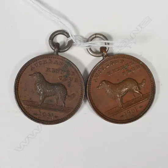 TWO ANTON TUTENBERG BRONZE KENNEL CLUB MEDALS 1901
