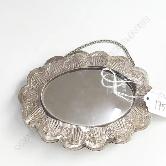 SILVER ? SMALL HANGING WALL MIRROR EMBOSSED