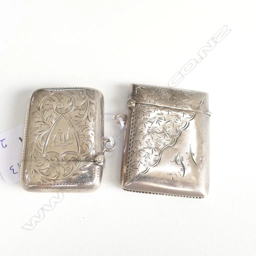 2 VESTAS ENGRAVED 'JWD' AND 'JA' BOTH BIRMINGHAM 1903, 1904 53.8 GRAMS Image 1++