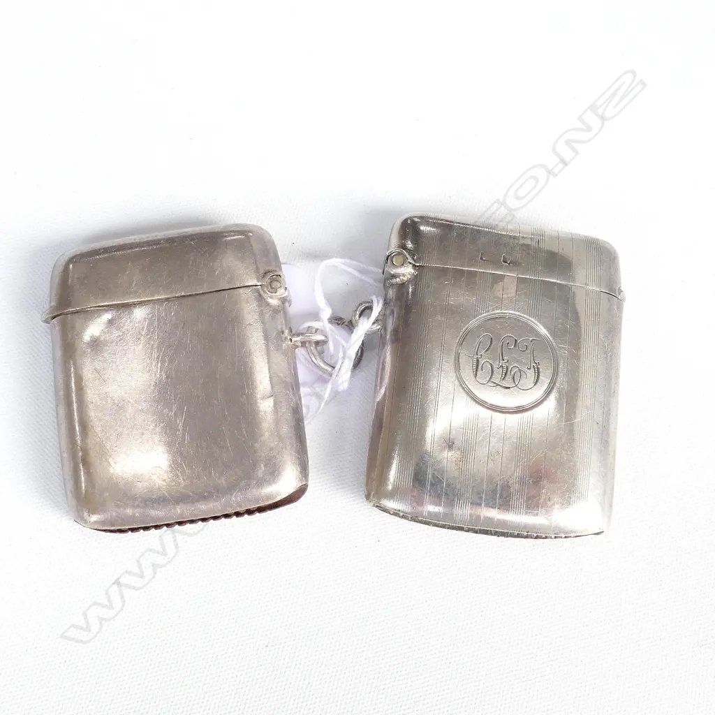 2 STG SILVER VESTA CASES BIRMINGHAM 1912 AND 'CLJ' 1920 38.5 GRAMS Image 1++