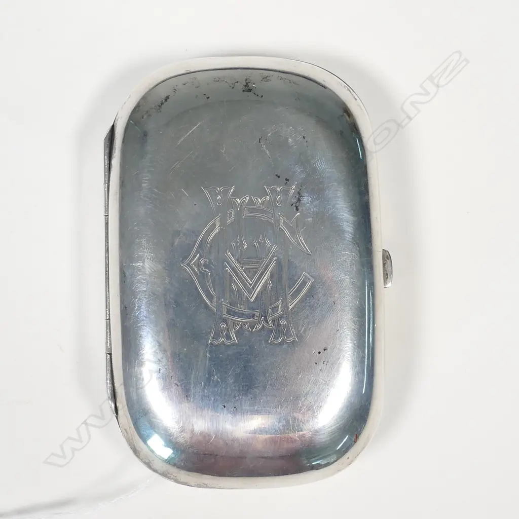 UNMARKED SILVER CIGARETTE CASE, STAMPED KOHN AUCKLAND 108.15GM Image 1++