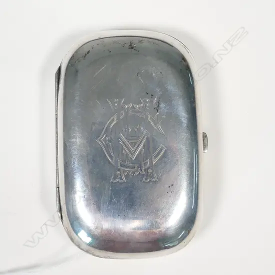 UNMARKED SILVER CIGARETTE CASE, STAMPED KOHN AUCKLAND 108.15GM