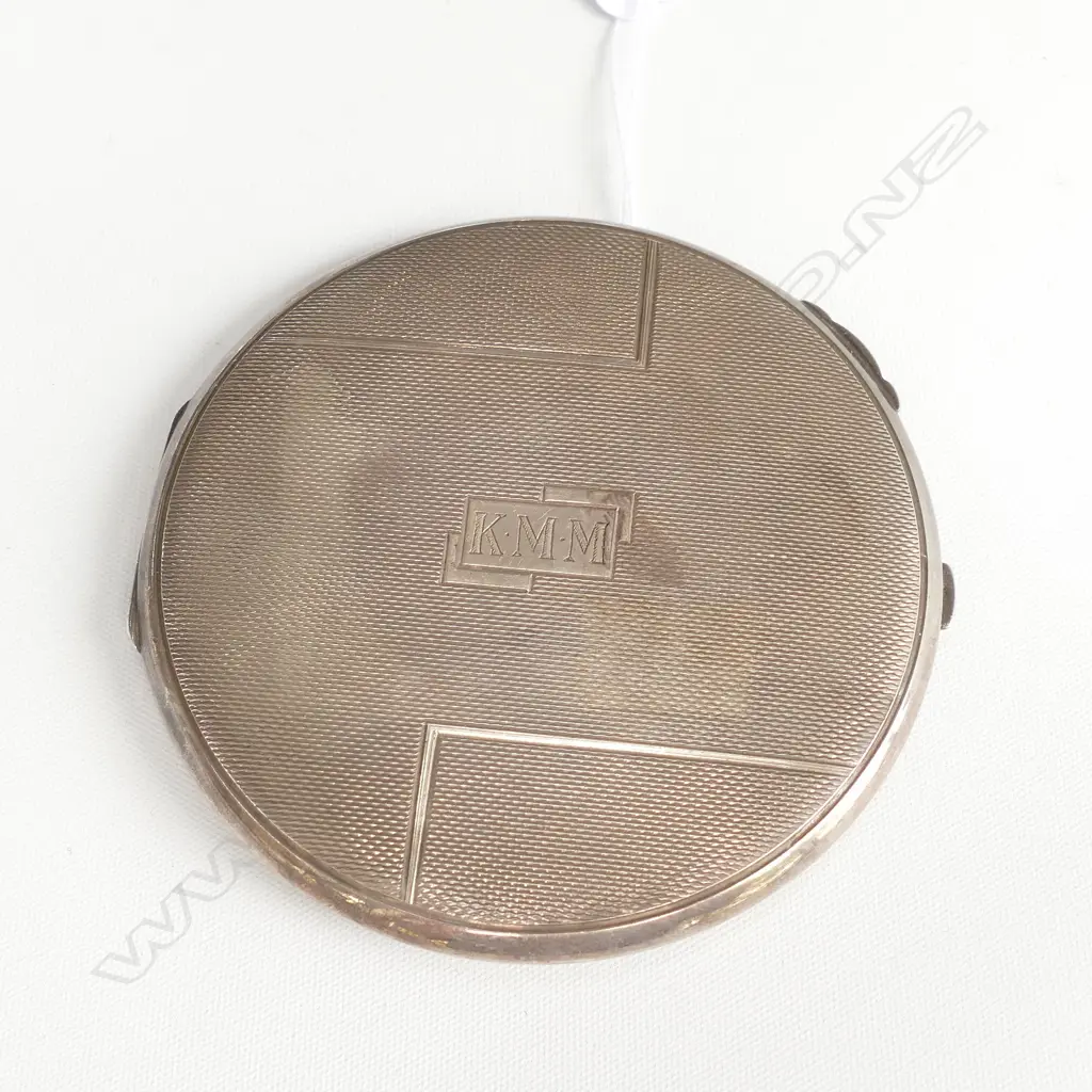 STG SILVER CIRCULAR COMPACT 'K.M.M' 80MM DIA  Image 1++