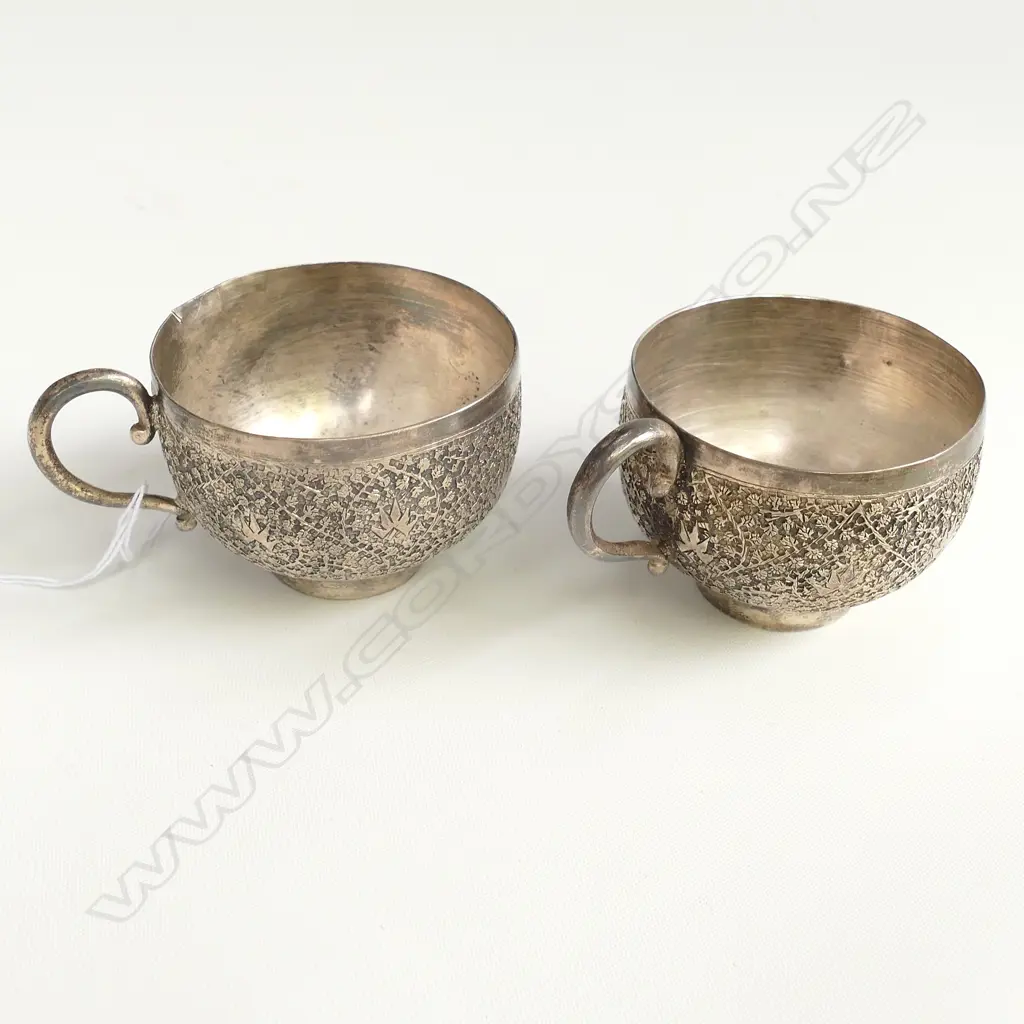 TWO INDIAN SILVER CUPS 93.91gm Image 1++