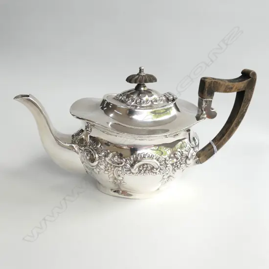 SILVER PLATE TEAPOT EMBOSSED DECORATION 