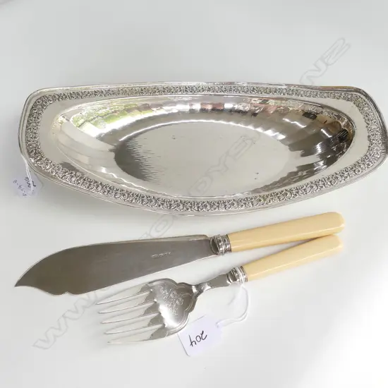 SILVER PLATE TRAY AND FISH SERVERS