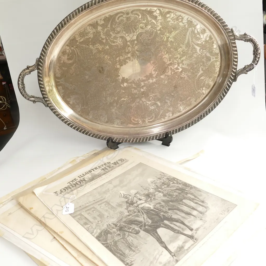 LARGE EPNS TRAY + OLD PRINTS, LONDON ILLUSTRATED NEWS ETC Image 1++