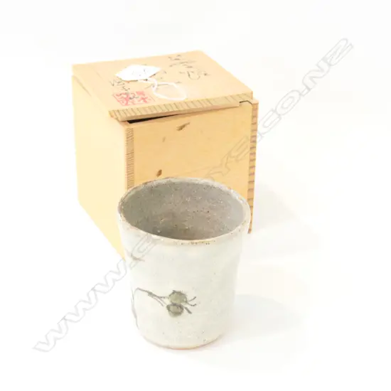 CHINESE POTTERY BEAKER IN NAMED BOX