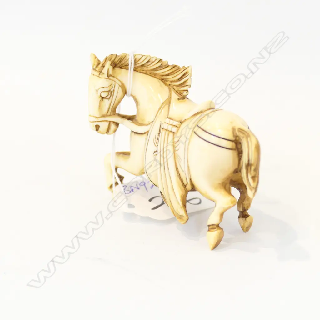 CHINESE CARVED IVORY HORSE FIGURE Image 1++
