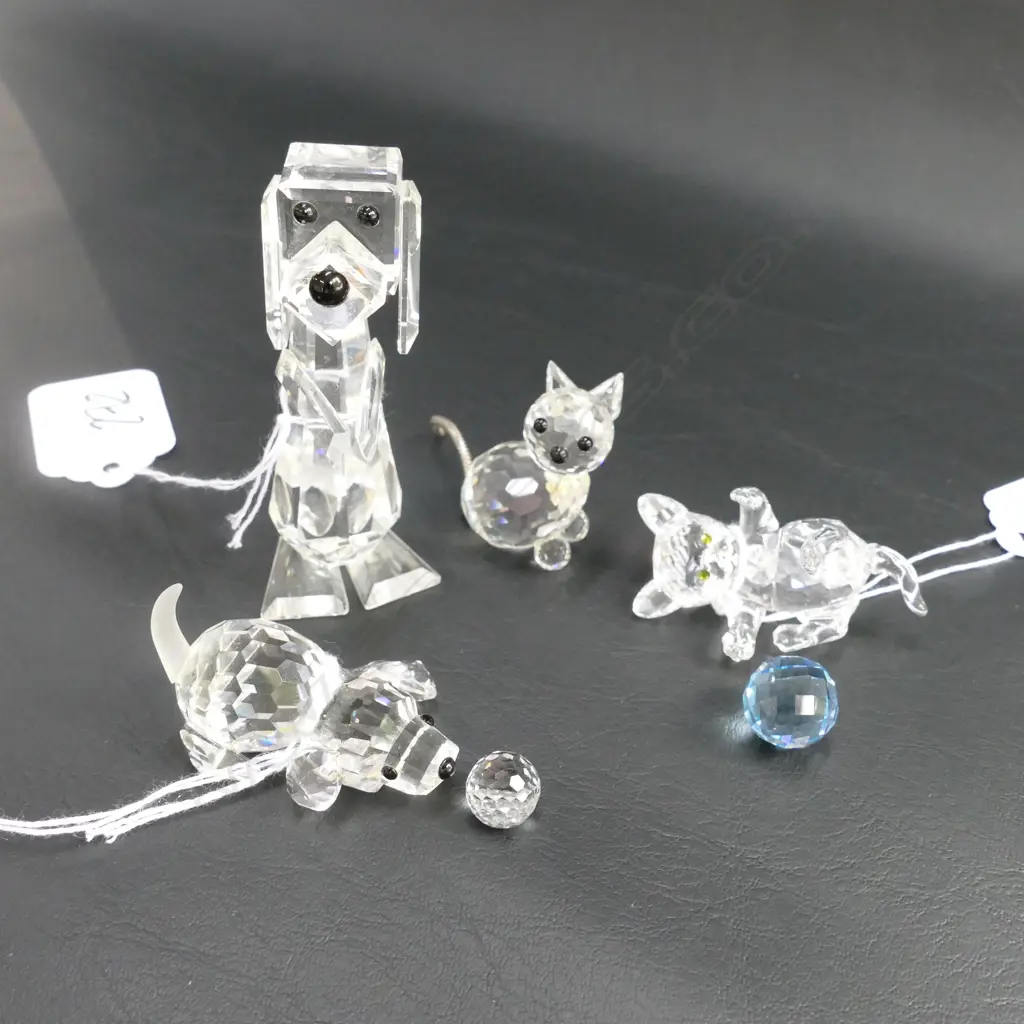 6 SWAROVSKI ORNAMENTS 2 KITTENS (1 AF), 2 BALLS YARN, 2 DOGS TALLEST (REPAIRED) H.70MM Image 1++