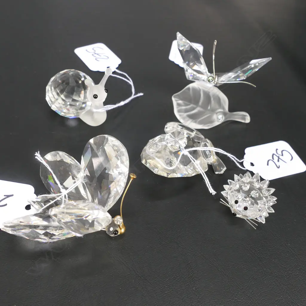 4 SWAROVSKI ORNAMENTS 2 BUTTERFLIES + FROG, SNAIL & HEDGEHOG Image 1++