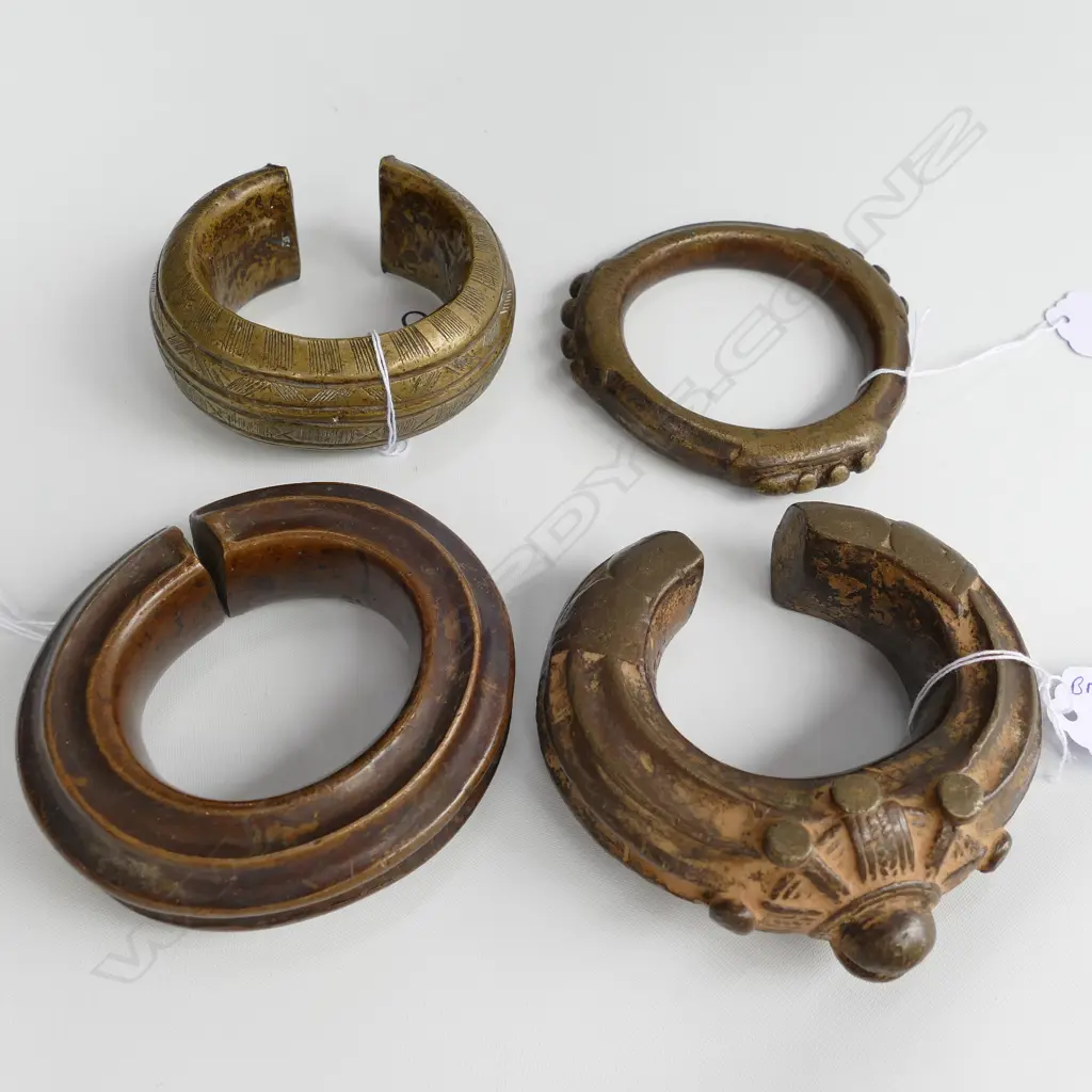 4 OLD SENUFO SOLID BRONZE CURRENCY BRACELETS Image 1++