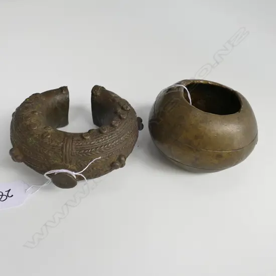 2 OLD SENUFO SOLID BRONZE CURRENCY BRACELETS