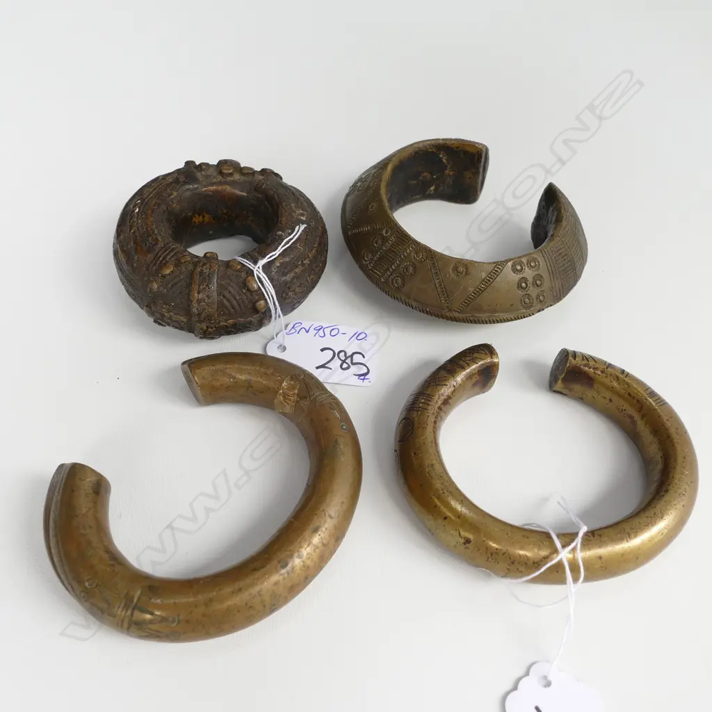 4 OLD SENUFO SOLID BRONZE CURRENCY BRACELETS Image 1++