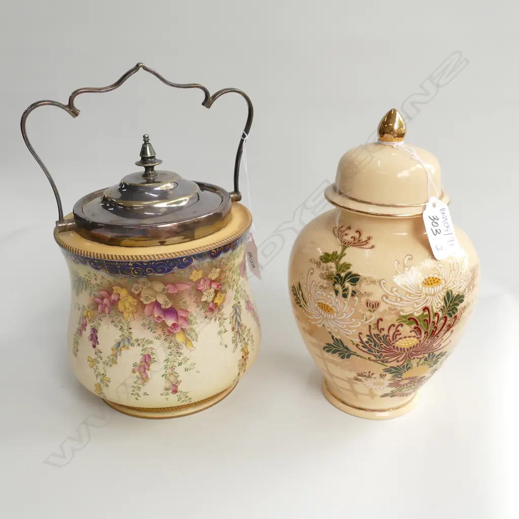 EARLY CARLTONWARE BISCUIT BARREL AND GINGER JAR Image 1++