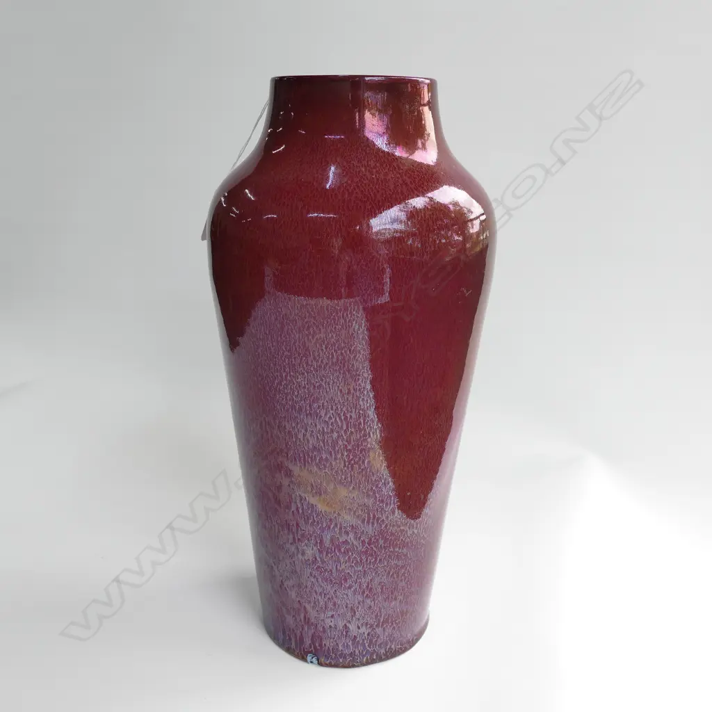 A British Arts & Cratfs Ashworth lustre glazed stoneware vase with hare's fur effect to the aubergine colour glaze Image 1++