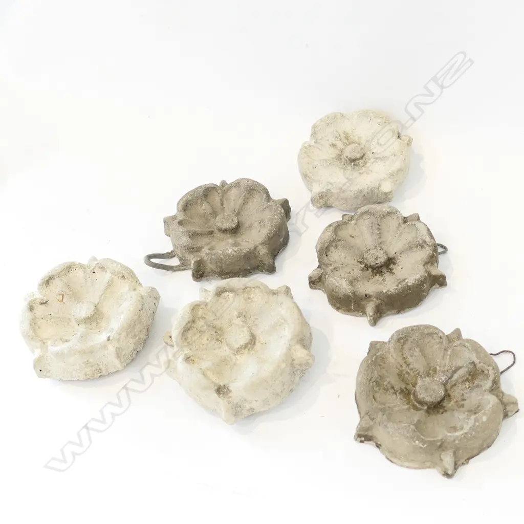 SIX SMALL DECORATIVE CONCRETE FLOWERS Image 1++
