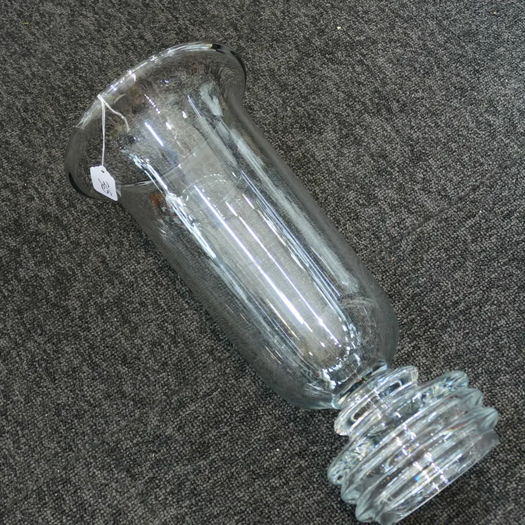 HEAVY HAND MADE GLASS VASE PORTUGAL375MM H Image 1++