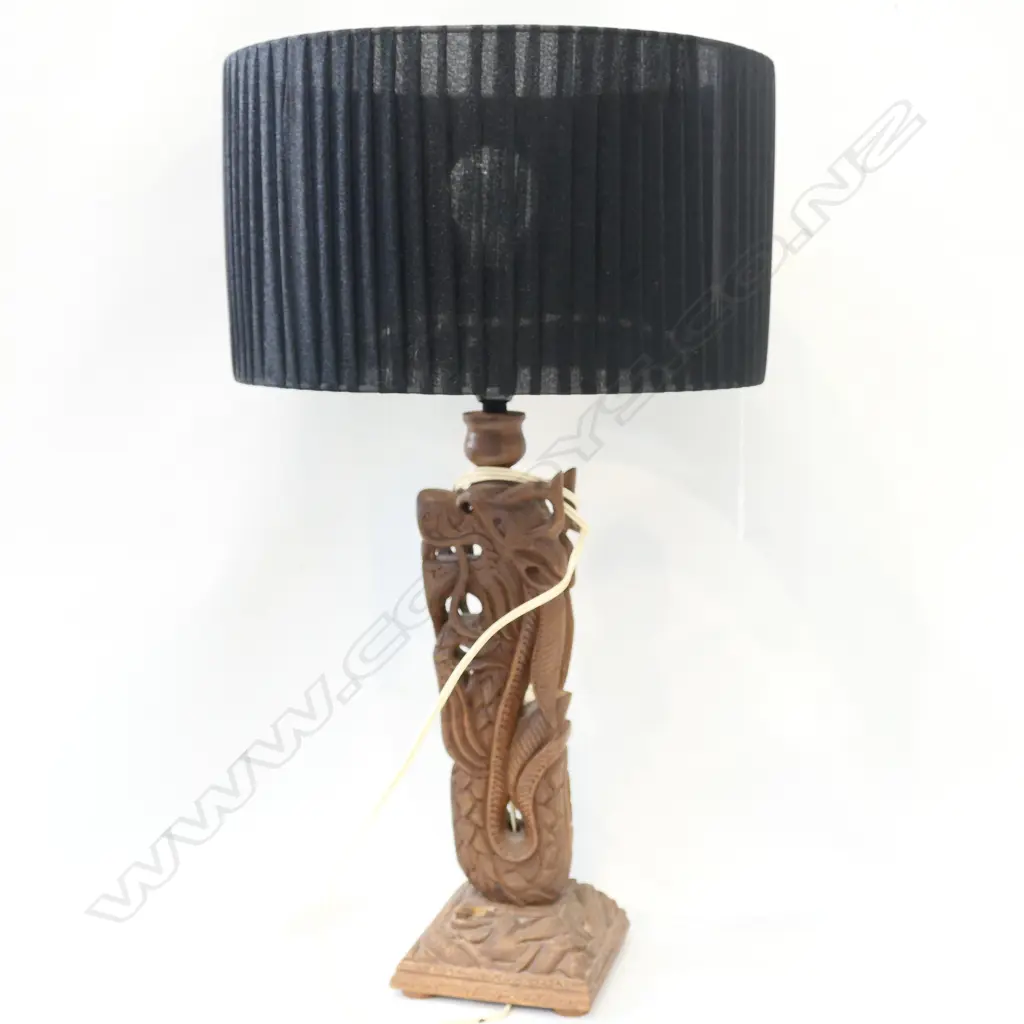 CARVED WOODEN INDONESIAN LAMP 615MM H Image 1++