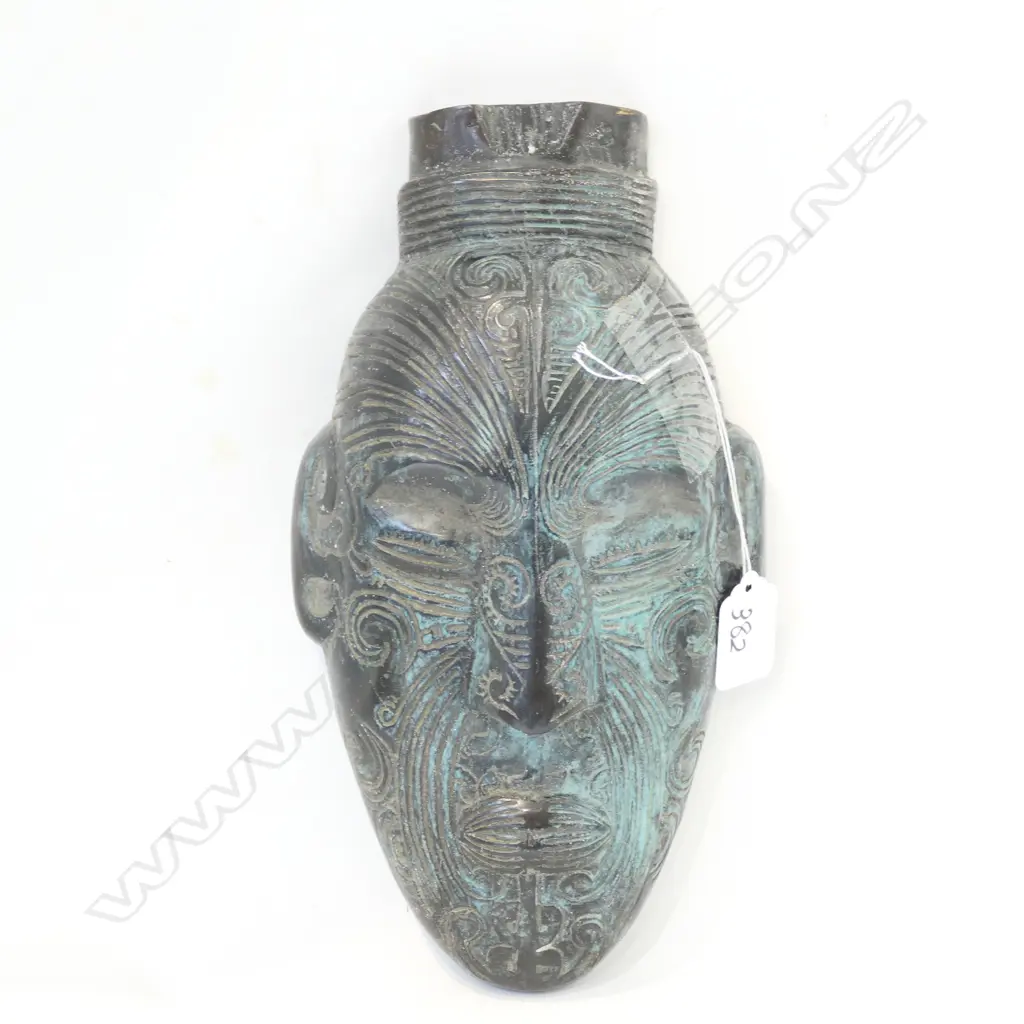 CAST BRONZE MAORI STYLISED MASK 280MM H Image 1++