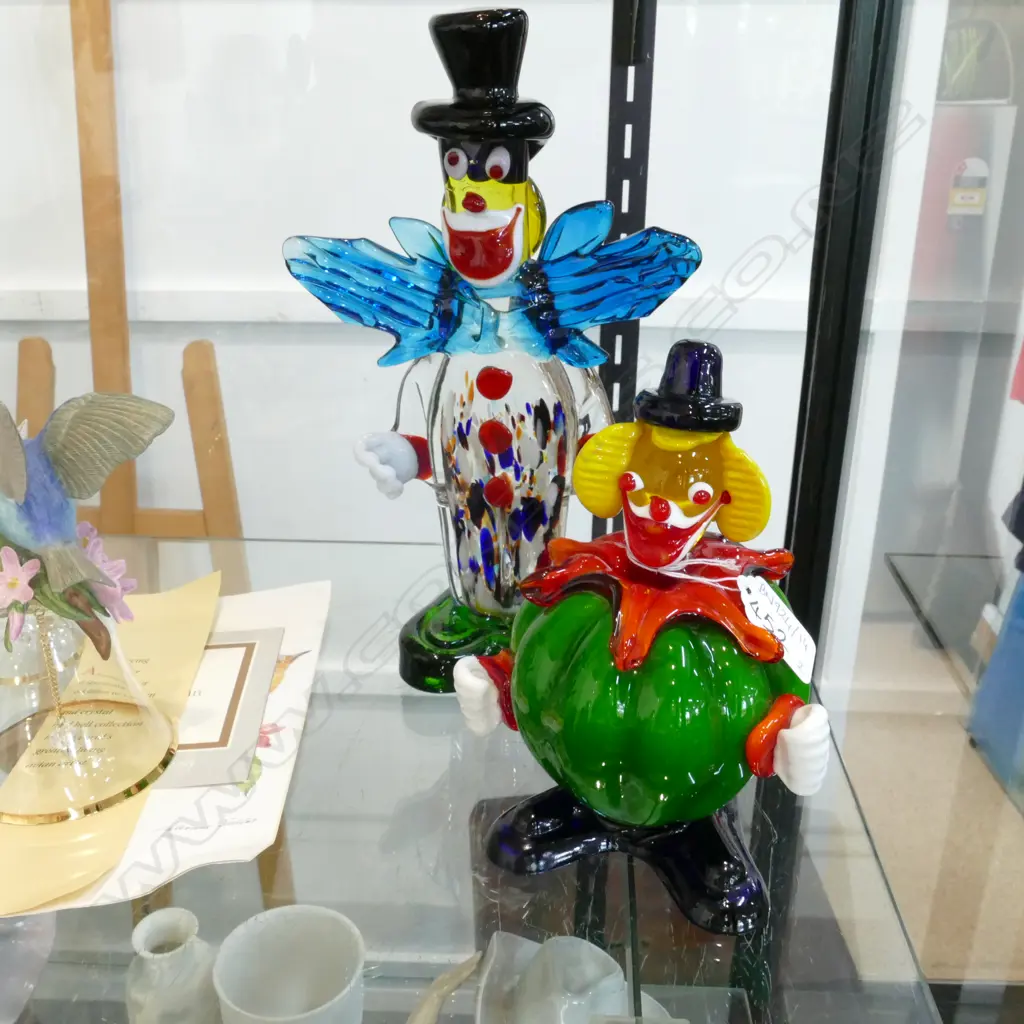 2 ART GLASS CLOWNS TALLEST 265MM H Image 1++