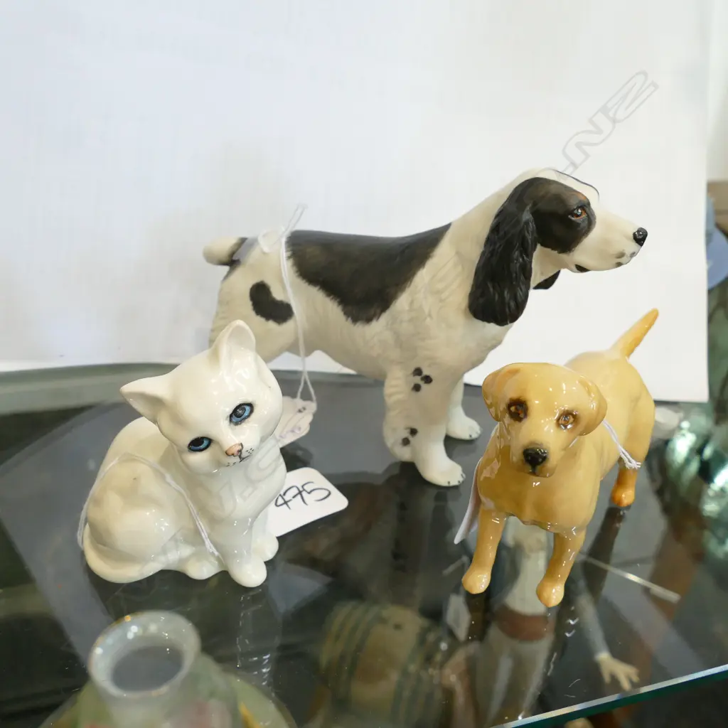 AYNSLEY SPANIEL & BESWICK CAT & DOG LONGEST L.140MM Image 1++