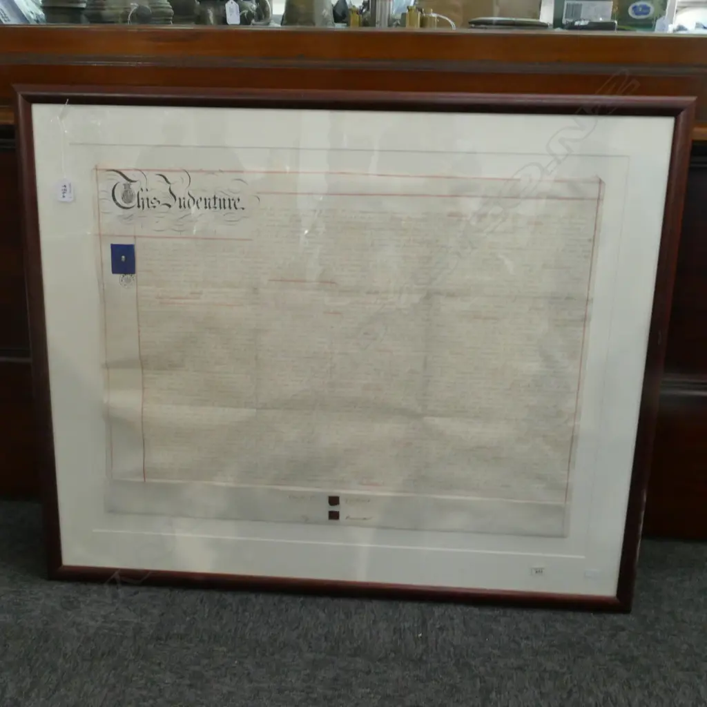 FRAMED INDENTURE C.1868 1000 X 820MM Image 1++