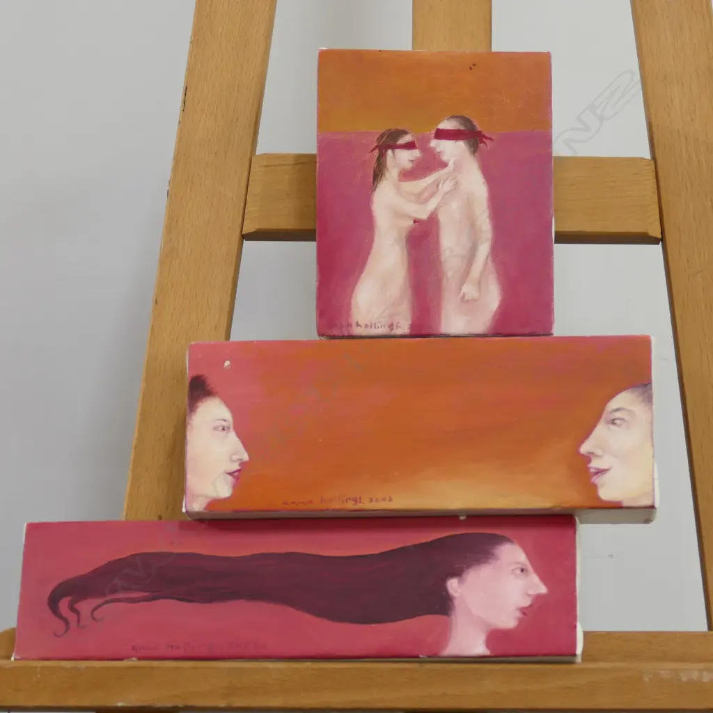 3 ANNA HOLLINGS PAINTINGS OIL ON CANVAS L 290 MM Image 1++