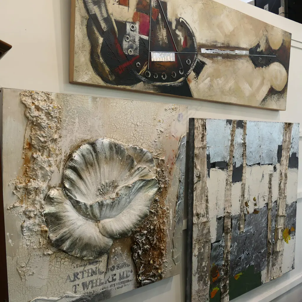 3 ABSTRACT CANVASES LARGEST 1M SQ Image 1++