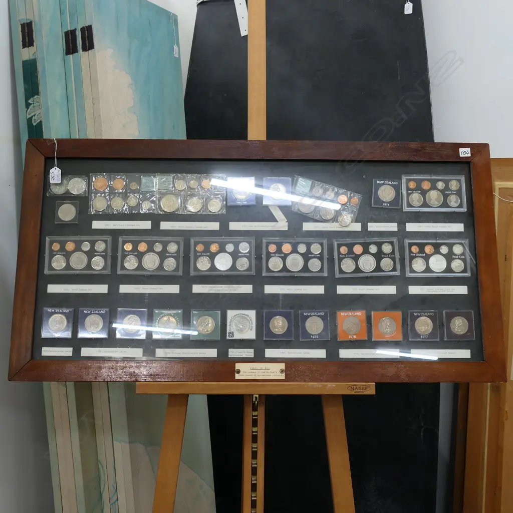 FRAMED NZ DECIMAL COIN COLLECTION 1030 X 525MM Image 1++