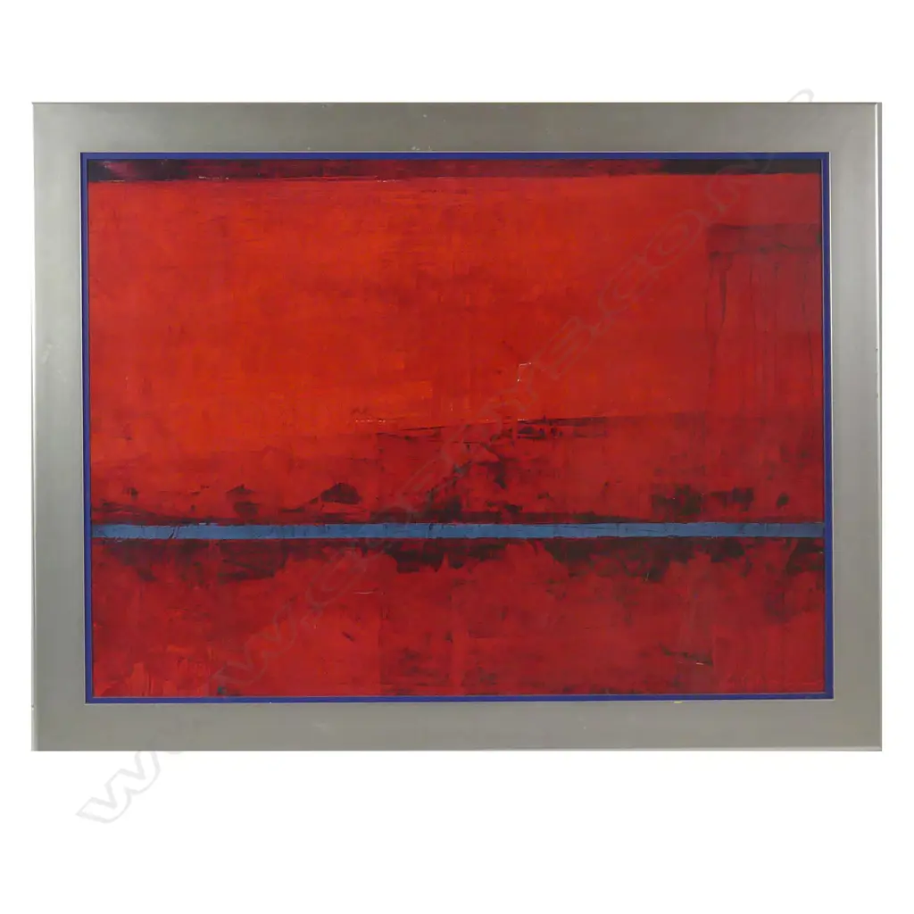 LG RED ABSTRACT PRINT IN WIDE SILVER FRAME  158 x118CM (INCL FRAME) Image 1++