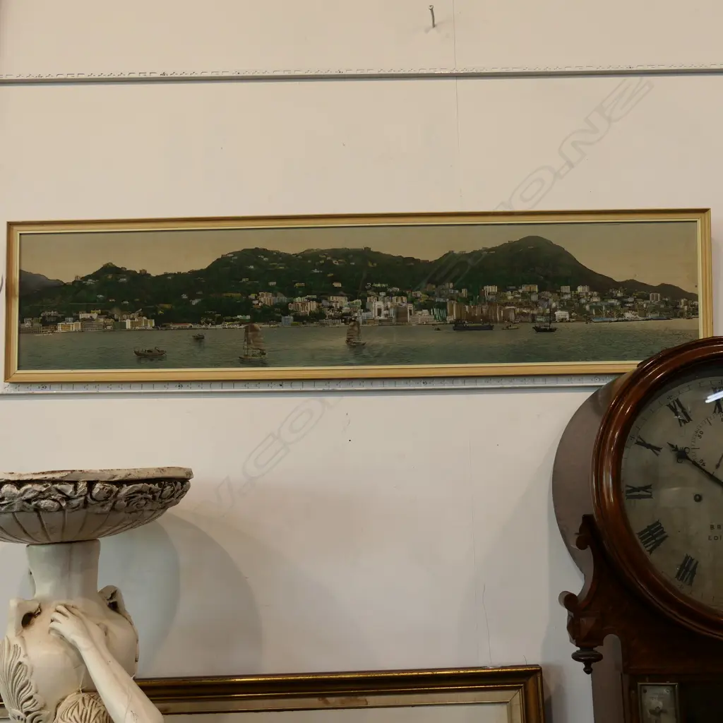 FRAMED FABRIC PANORAMA OF HONG KONG 1230 X 285MM  Image 1++
