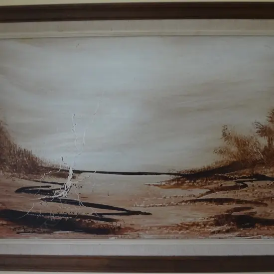 JIM CROFTS (AUST b.1922)  ACRYLIC ON BOARD, UNTITLED LANDSCAPE