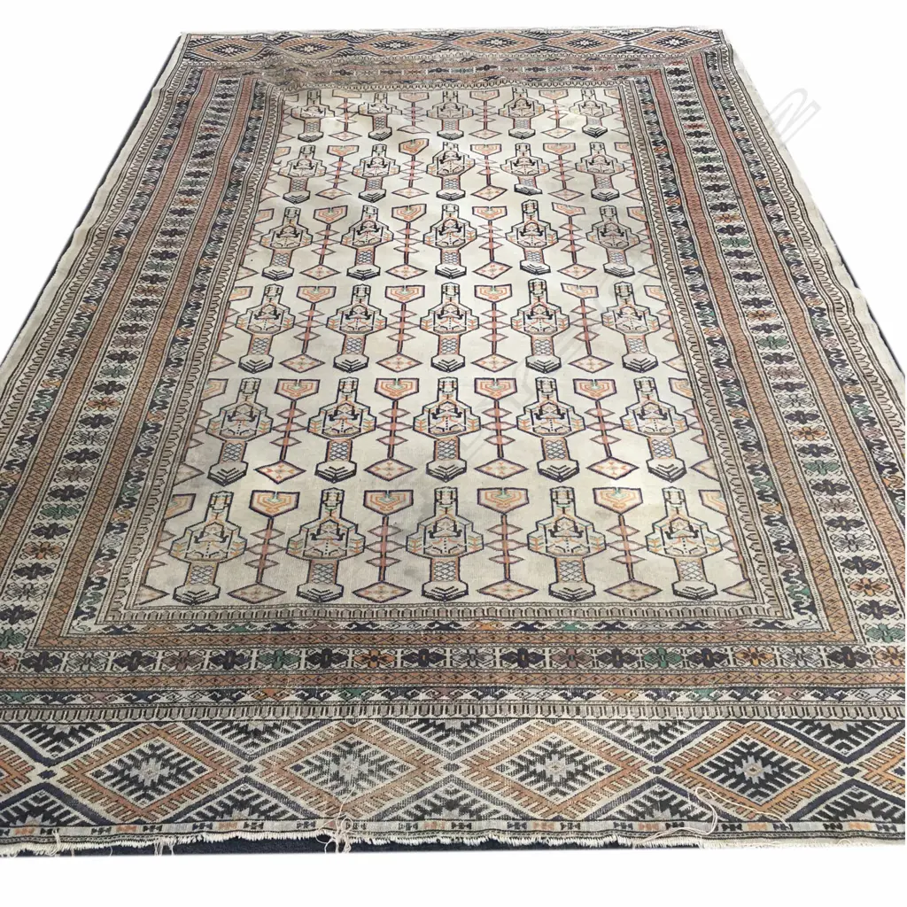 LG CREAM HANDKNOTTED WOOLEN IRANIAN CARPET, TRIBAL MOTIFS, 2900 X 2010MM Image 1++