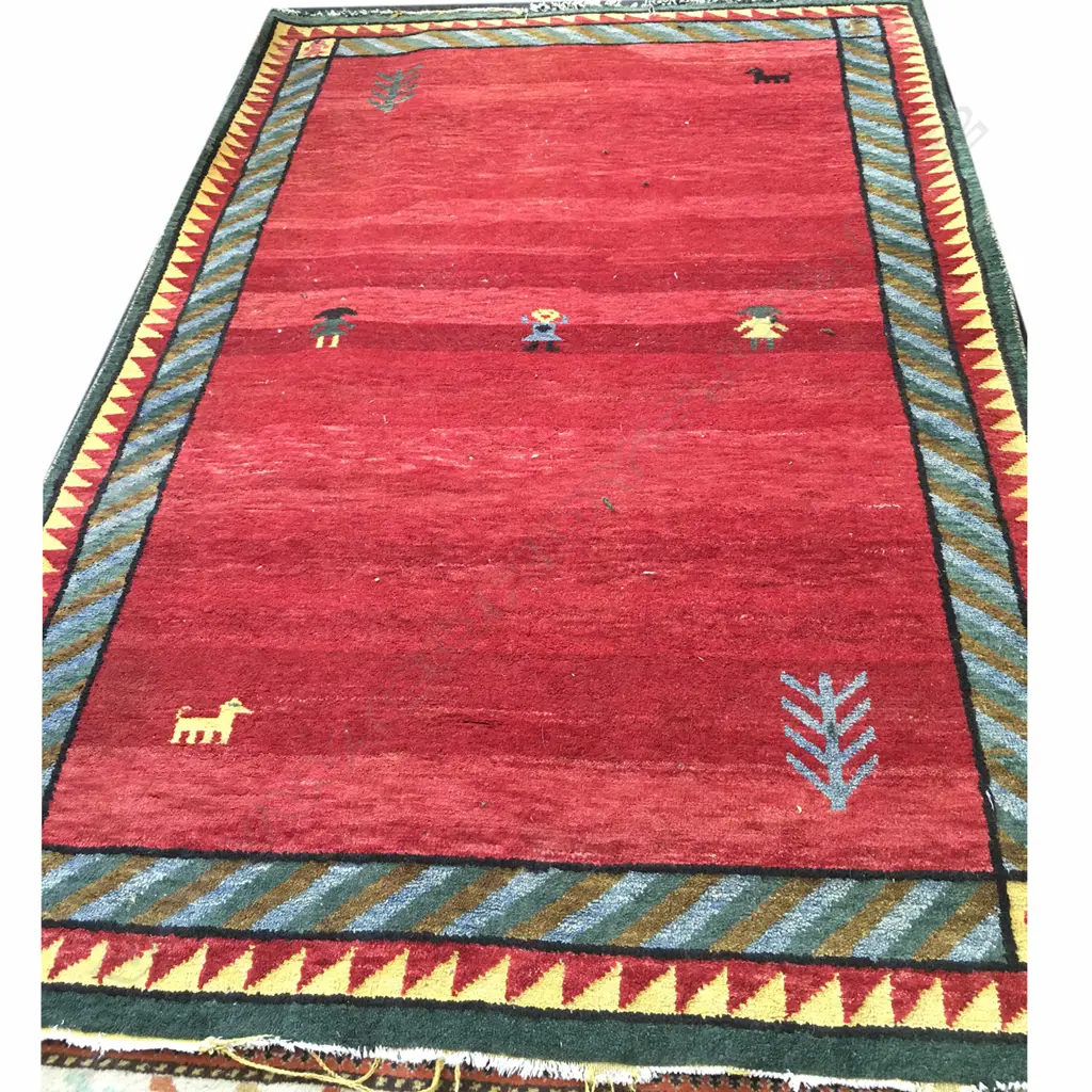 LG RED GABEH PERSIAN CARPET, ANIMAL & HUMAN MOTIFS, 2370 X 1680MM Image 1++