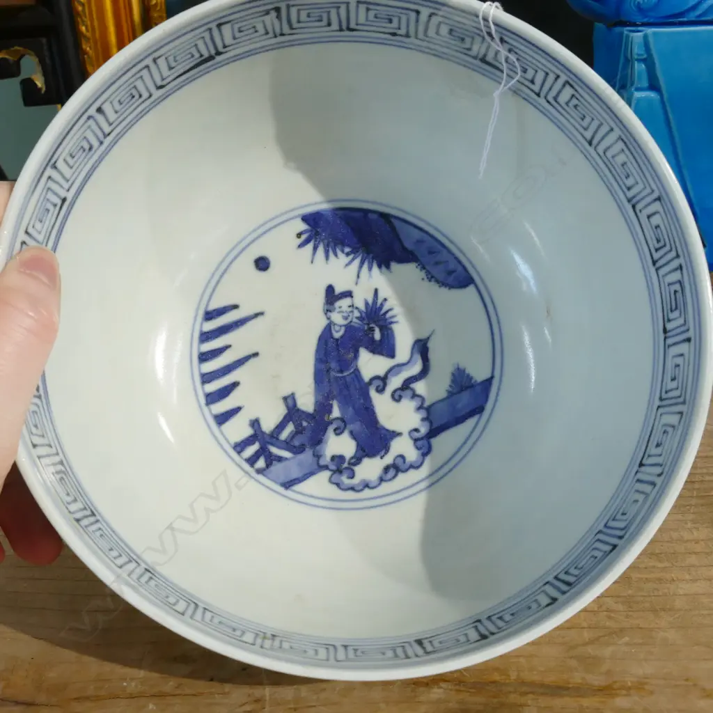 BLUE & WHITE CHINESE BOWL WITH 6 CHARACTER MING MARK  Image 1++