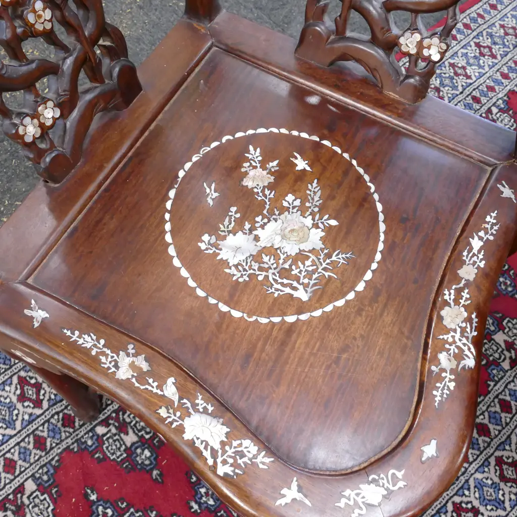 CHINESE HARDWOOD MOP INLAY CHAIR Image 1++