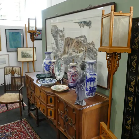PR OF ORIENTAL STYLE FLOOR LAMPS 1.9M H