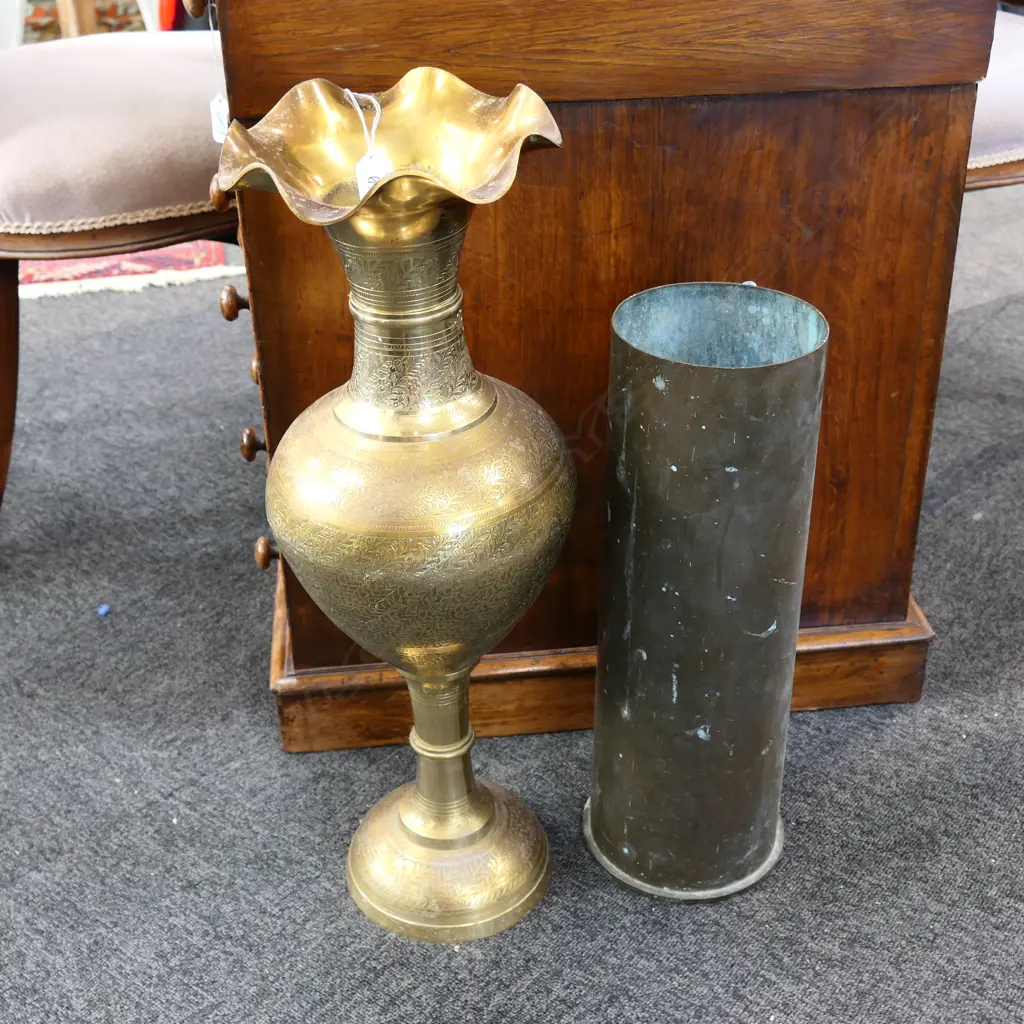 SHELL CASING 450MM H AND BRONZE VASE 810MM H Image 1++