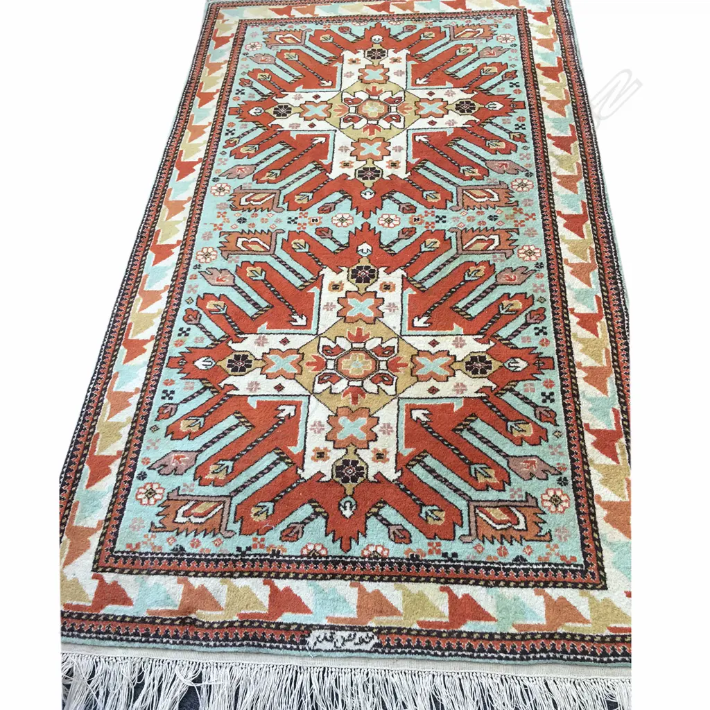 TURKISH HANDKNOTTED CARPET, PALE BLUE, BROWN WITH TRIBAL MOTIFS, 2700 X 1480MM Image 1++